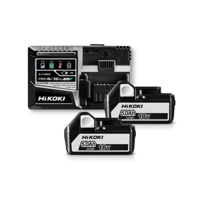 PACK BATERIAS 18V + CARGADOR HIKOKI UC18YSL3WGZ 2X BATERIA 5AH Y CARGADOR UC18YSL3W0Z